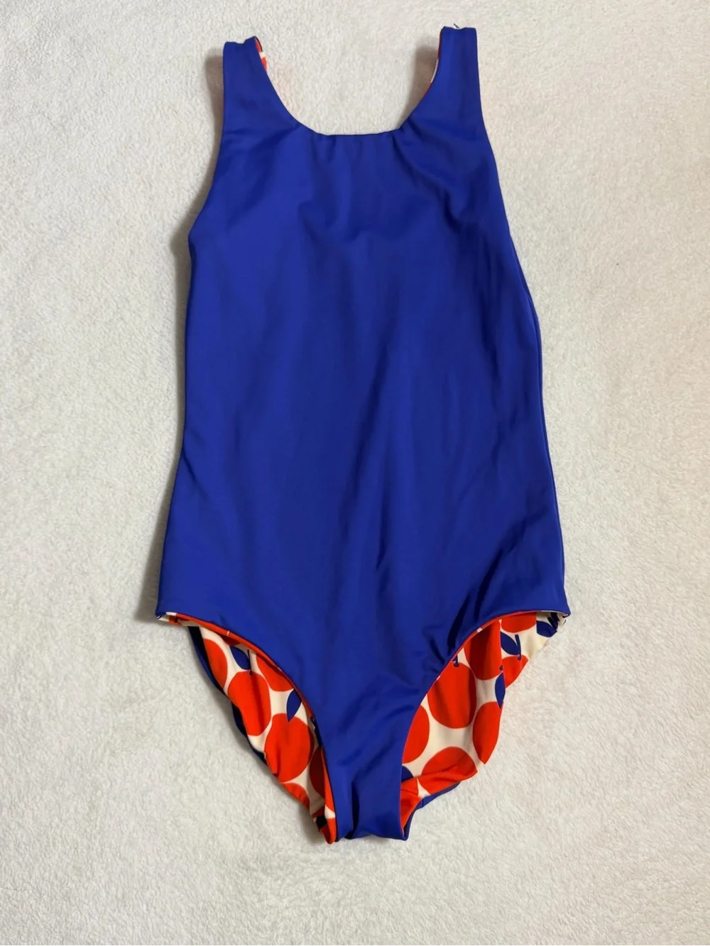 Hanna Andersson Reversible Orange Fruit Print Swimsuit Sz 120 (6/7)